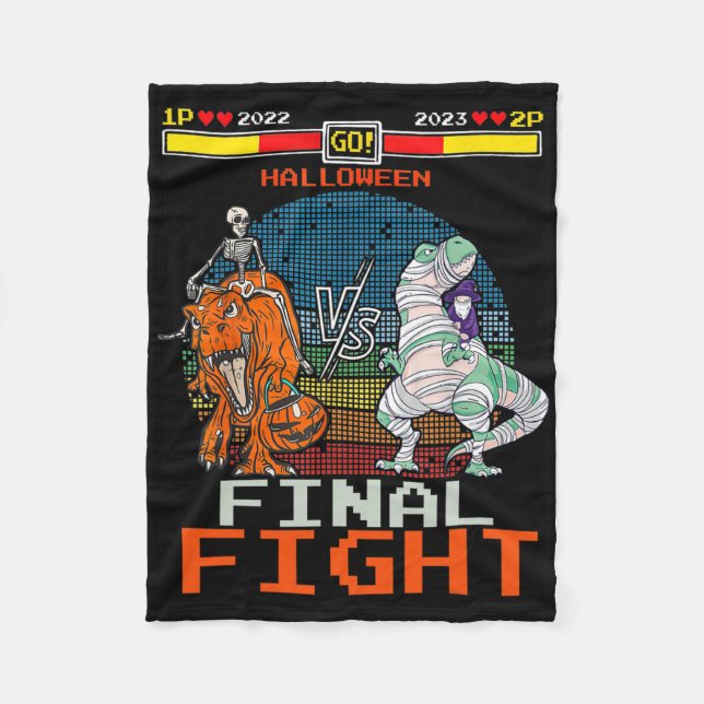 Videospel Halloween T-rex Skeleton Mummy - final Fleecefilt (Framsidan)