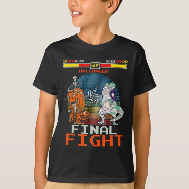 Videospel Halloween T-rex Skeleton Mummy - final T Shirt (Framsida)