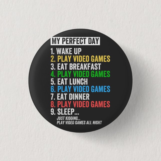 Videospel i Perfekten T-shirt Funny Coola Game Knapp (Framsida)