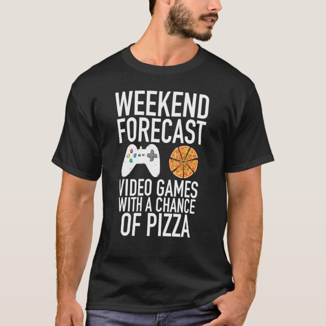Videospel och Pizza-spel i helg T Shirt (Framsida)