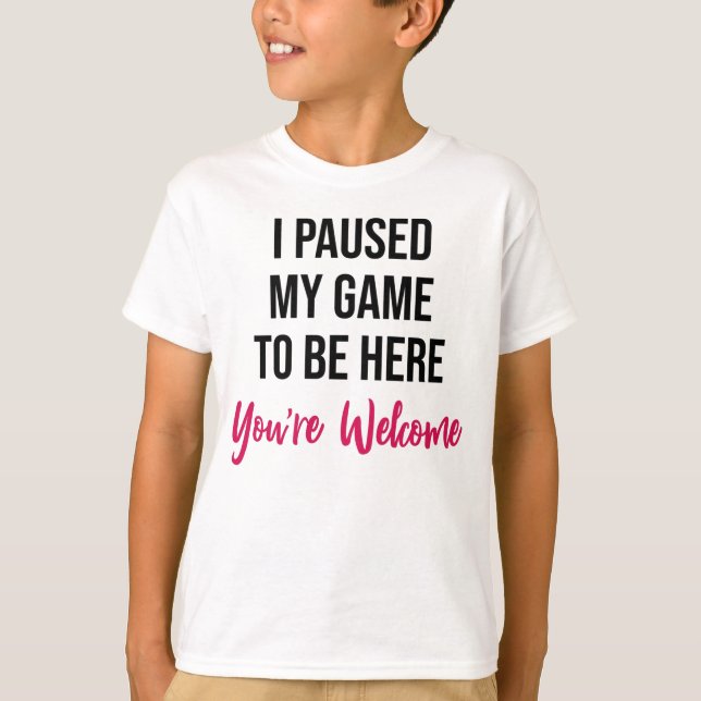 Videospel pausade underliga typografikebarn t shirt (Framsida)