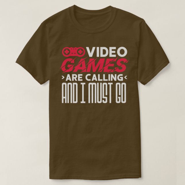 Videospel ringer och jag måste gå t shirt (Design framsida)