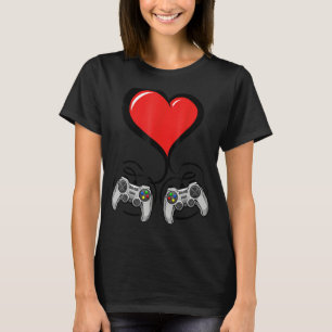 Videospel Valentines day Red Hearts Funny Gamer T Shirt