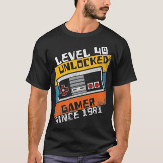Videospelare 40:e födelsedagsnivå 40 Olåst 1 981 P T Shirt