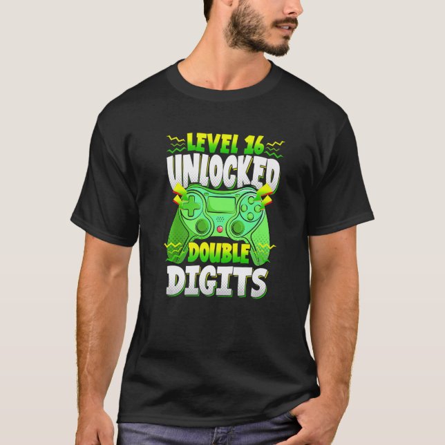 Videospelaren 16:e födelsedagsjokerans Dubbla 16 å T Shirt (Framsida)
