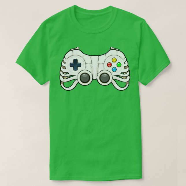 Videospelaren Ki för Halloween Gamer Skeleton Cont T Shirt (Design framsida)