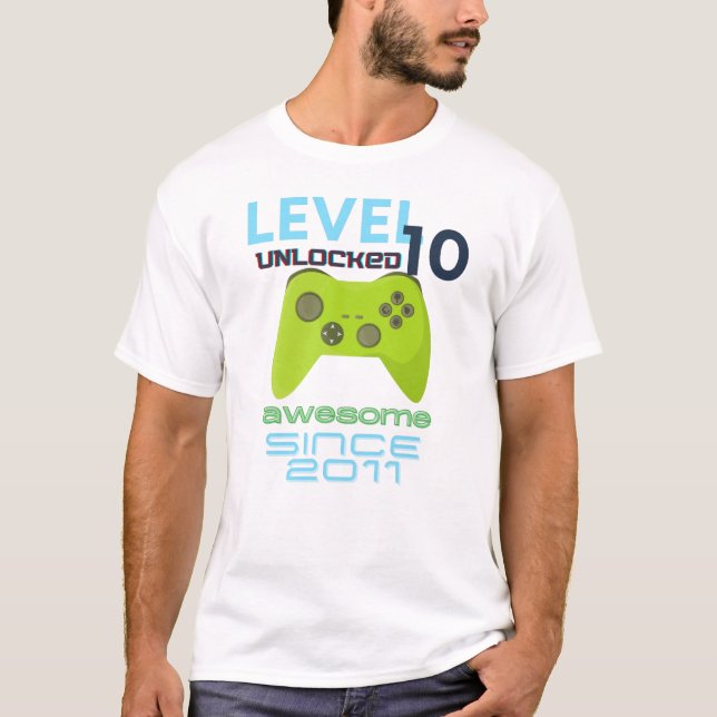 Videospelaren på nivå 10 olåst Fantastisk 2011 T Shirt (Framsida)