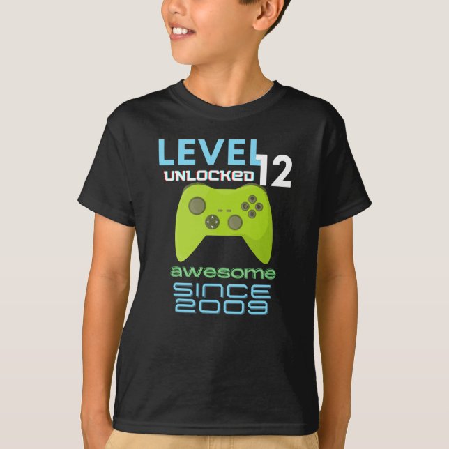 Videospelaren på nivå 12 olåst Fantastisk 2009 T Shirt (Framsida)