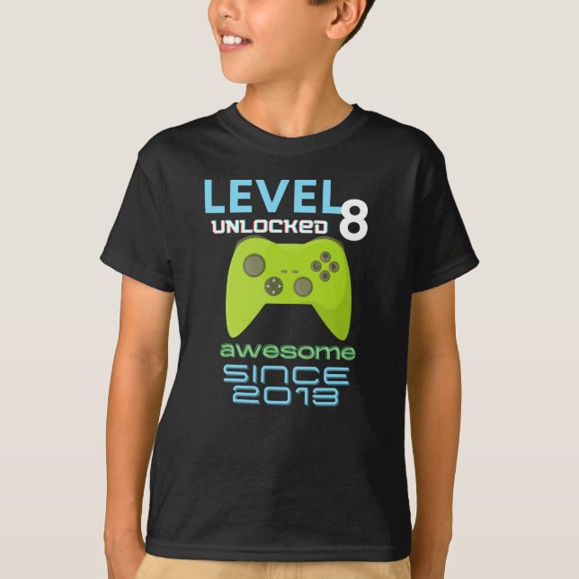 Videospelaren på nivå 8 olåst Fantastisk 2013 T Shirt (Framsida)