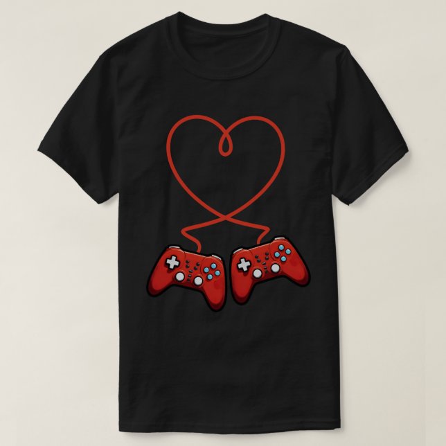 Videospelaren Valentines day med styrenheter i hjä T Shirt (Design framsida)