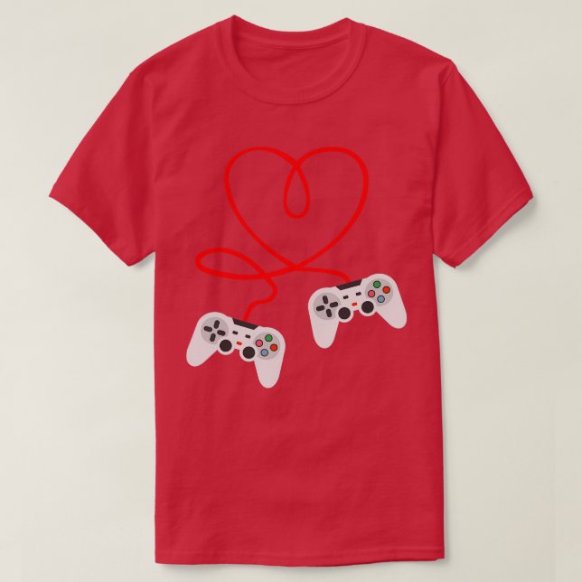 Videospelaren Valentines day med styrenheter i hjä T Shirt (Design framsida)