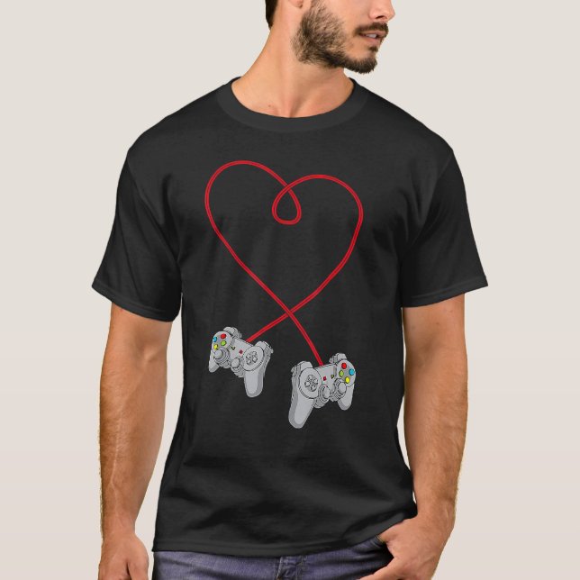 Videospelarhjärtan Valentines day med styrenheter T Shirt (Framsida)