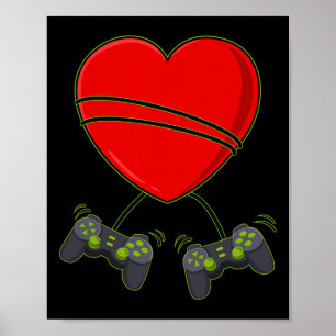 Videospelarhjärtestyrenheter Valentines day Boys Poster