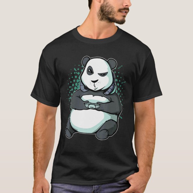 Videospeldator för Cute Gaming Panda Videogame Pc T Shirt (Framsida)