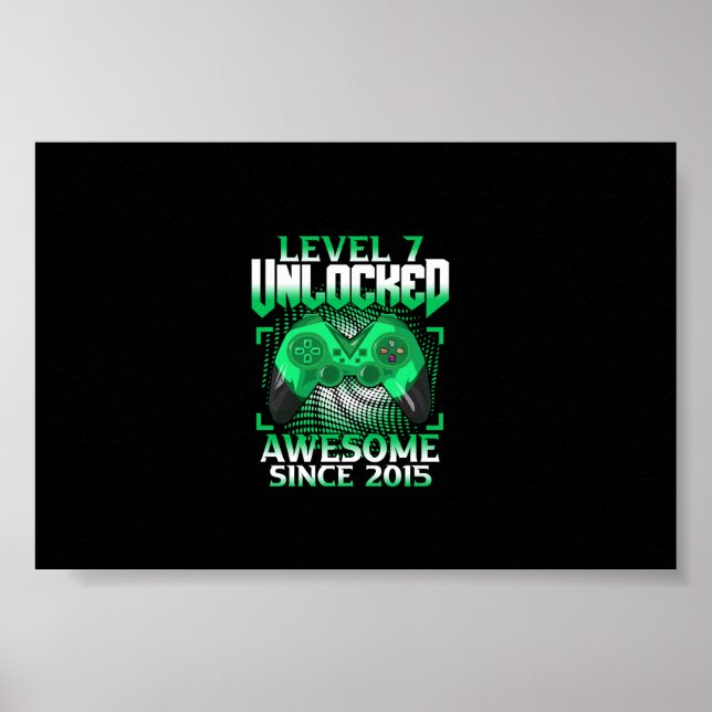 Videospelerenivå 7 för 7:e, födelsedagsbarn, upplå poster (Framsidan)