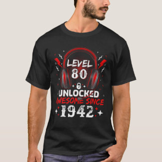 Videospelernivå 80 Olåst Fantastisk 1942 80Th Bi T Shirt