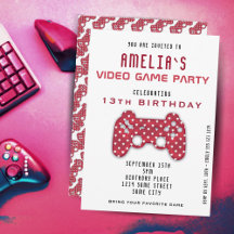 Videospelets Party Red Controller-spelande på föde
