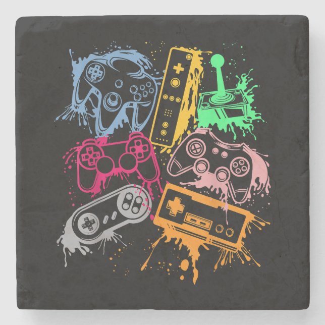 Videospelkonsolstyrenheter Retro 80:s 90:e båge Stenunderlägg (Framsidan)