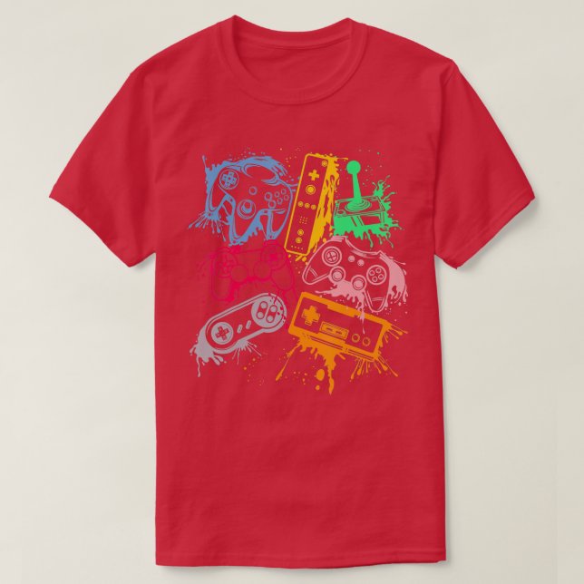 Videospelkonsolstyrenheter Retro 80:s 90:e båge T Shirt (Design framsida)