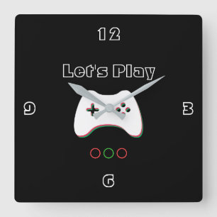 Videospelkontrollanten, l5At oss leka, röd & grö Fyrkantig Klocka
