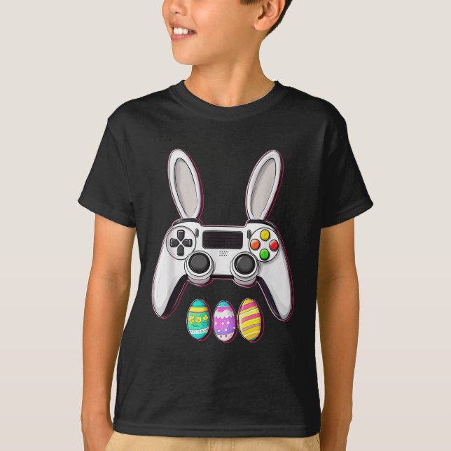 Videospelning i gubben Eggs Controller Påsk-spel T Shirt (Framsida)