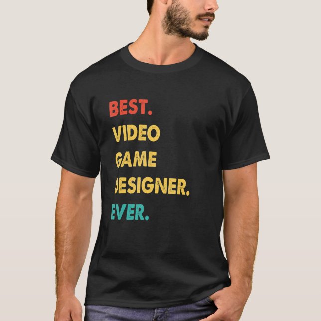 Videospelsdesignern Retro Best Video Game Designer T Shirt (Framsida)