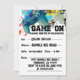 Videospelsinbjudningar för Boy-Födelsedagsfest Inbjudningar