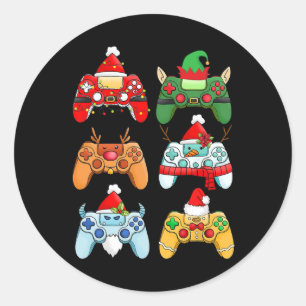 Videospelskontroll Santa Hat Gamer Boys Julafton 1 Runt Klistermärke