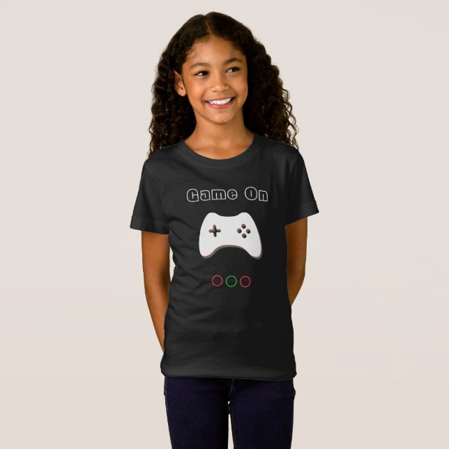 Videospelskontroll, spel på, röd och Grönt konst T Shirt (Hel framsida)