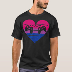 Videospelskontroller Heart Gamer HGBTQ Bisexual T Shirt