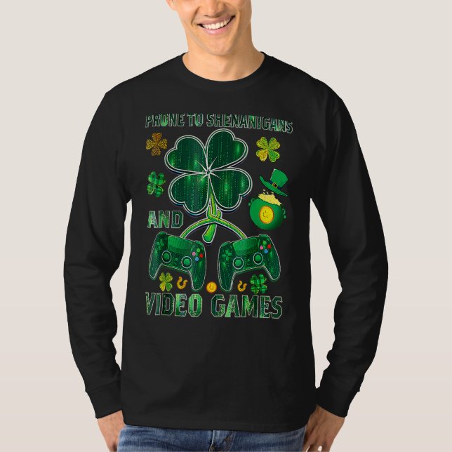 Videospelspel till Shenanigans St Patrick Day Gam T Shirt (Framsida)