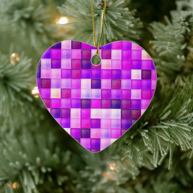 Videospelspixlar Rosa Fyrkantigt Mönster Julgransprydnad Keramik (Träd)