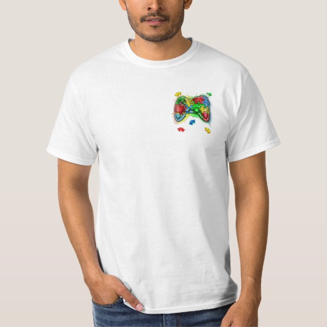 Videospelsstyrenhet för medvetenhet om autism t shirt (Framsida)