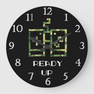 Videospelsstyrenhet i Camouflage Redo Up Gamer Stor Klocka