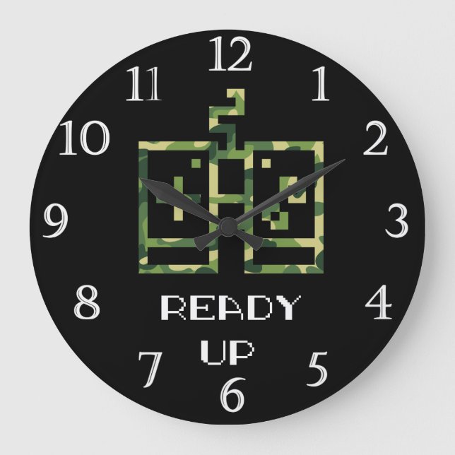 Videospelsstyrenhet i Camouflage Redo Up Gamer Stor Klocka (Framsida)