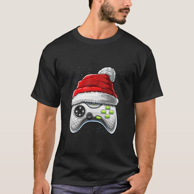 Videospelsstyrenhet jultomt Hat Gamer Gi T Shirt (Framsida)