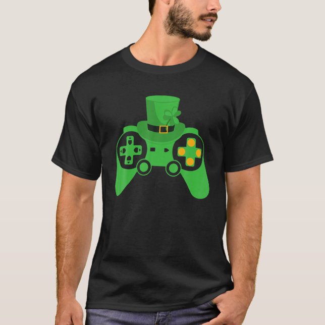 Videospelsstyrenhet - Lustigt St. Patrick's Day Ir T Shirt (Framsida)