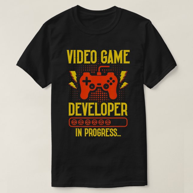 Videospelsutvecklare under pågående programmerarsp t shirt (Design framsida)