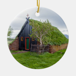 Vidimyri Turf Church i norra Islandet Julgransprydnad Keramik
