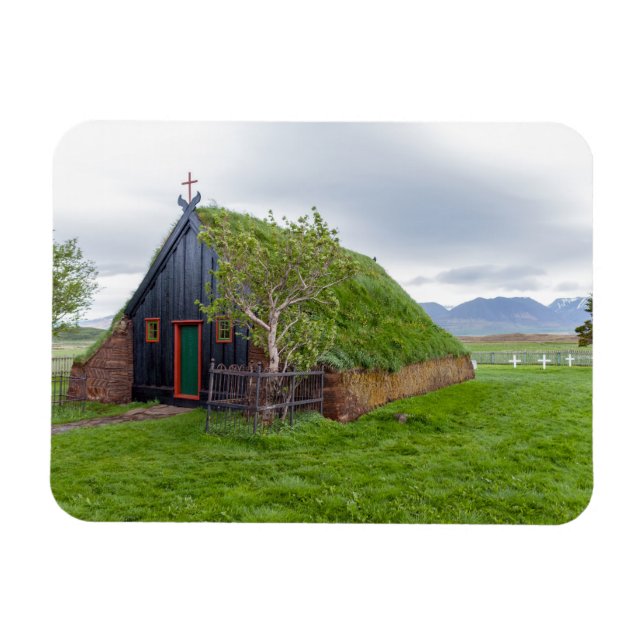 Vidimyri Turf Church i norra Islandet Magnet (Horisontell)