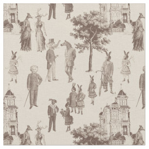 vidriga segroriska djur bruna beige toile tyg