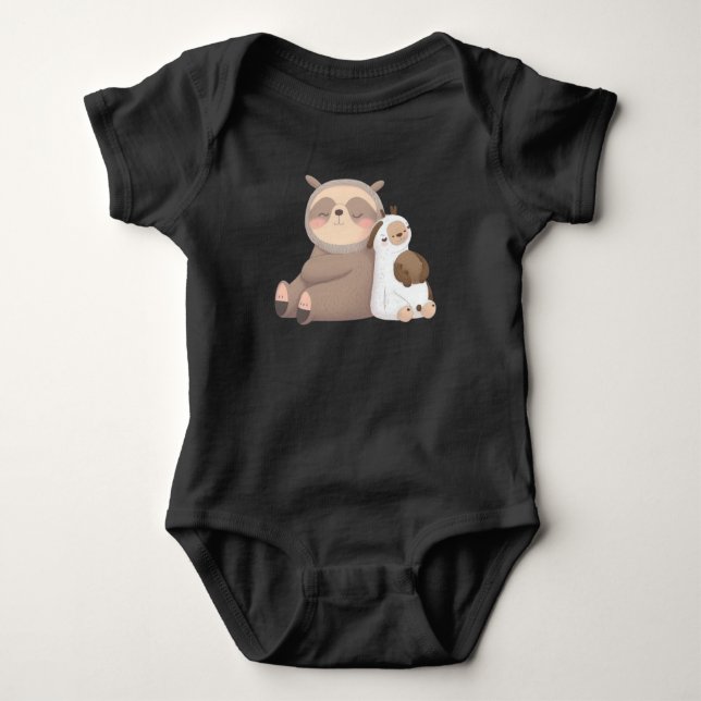 vidsträckt lutning på en lamabydräkt t shirt (Framsida)