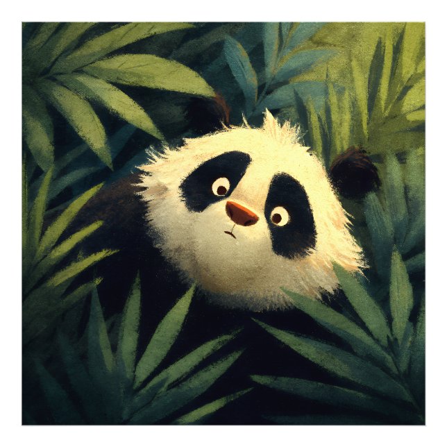 Vidsynta pandans lövverkskikande fototryck (Framsidan)