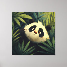 Vidsynta pandans lövverkstittande canvastryck