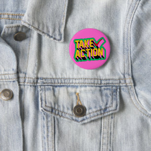 Vidta åtgärd Aktivism Pin Rosa Gult & Grönt Knapp