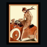 Vie Parisienne Art Deco Print 16 x 20 Poster<br><div class="desc">Snyggt Flapper som tar sin Hund för en rid i 1930 års konsthandling från La Vie Parisienne</div>