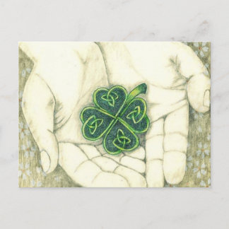 Viel Glück!, keltischer Knoten, Kleeblatt Vykort