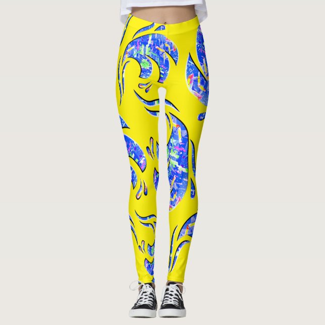 Viele abstrakte Kunstwellen Leggings (Framsida)