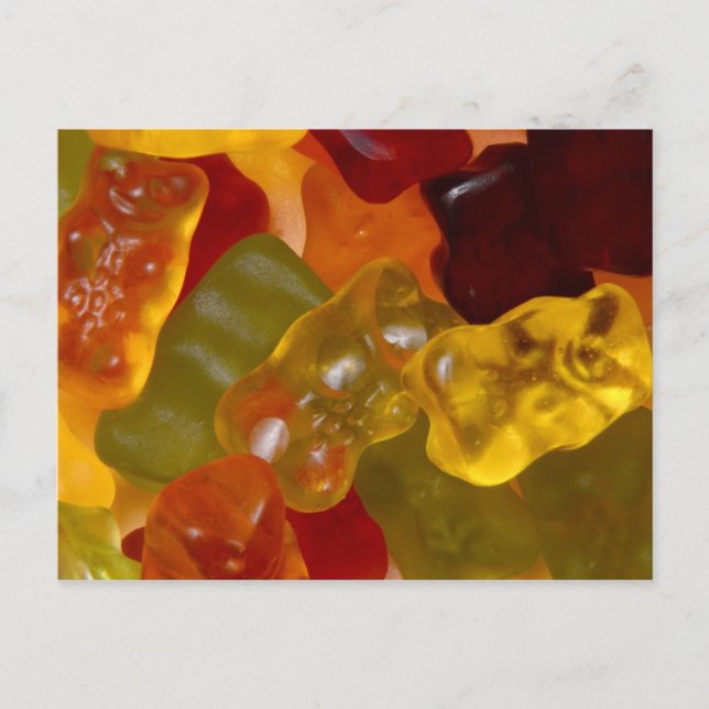 Viele bunte Gummibärchen Vykort (Framsida)