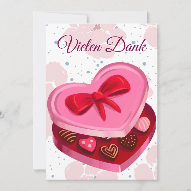 Vielen Dank,  Pralinen Herz  Inbjudningar (Framsida)